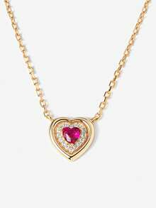 Elegant Luxury 925 Sterling Silver 18K Gold Plated Halo Necklace With Sapphire Blue, Ruby Red, Emerald Green Pave Zirconia For Women - Necklace - View 13