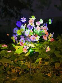 1pc LED Solar Daisy Lawn Light, IP44 Waterproof, Suitable For Patio, Garden, Lawn, Outdoor, Camping Decoration, And Halloween, Christmas Holiday And Party Decoration - In-ground Light - View 5