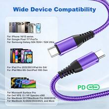 Kabel Pengisian Cepat USB C ke USB C Tzlrxl, Sinkronisasi Data Kecepatan Tinggi 480Mbps, Desain Jalinan Nilon Tahan Lama dengan Konektor Paduan untuk Ponsel & Laptop - Jeruk - View 8