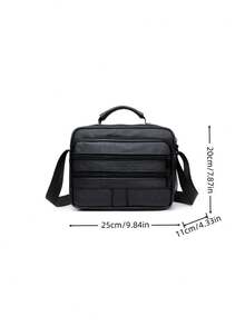 Wear-Resistant PU Leather Crossbody Bag For Men, Multi Independent Zipper Pockets Large Capacity Storage, Fits Smartphone Wallet Mini Tablet - Multicolor - View 11