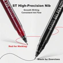 Languo 12/6/3pcs Black/Red Ink Gel Pens, Ballpoint Pens, ST High Precision Tip (0.5mm), 2 Colors Available, Handwriting Gel Pens, Eyeliner Pens, Perfect For Vibrant Colorful Writing And Sketching, Smooth Writing, For Drawing, Highlighting, Note-Taking, Manual Making, Office Use - Multicolor - View 2