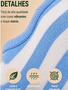 Women Knit Tops - Blue and White - View 4