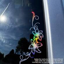 1 Pc Lily Flower Vinyl Car Decal, Cute Y2K Floral Sticker For Car Window Bumper Helmet, Easy To Apply - A - View 1