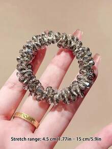 2pcs/1pc Minimalist Rhinestone Decorated Hair Scrunchies, Elastic Hair Ties, Hair Clips For Women,Travel,Birthday - Multicolor - View 16