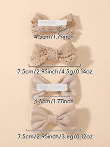 4pcs Fresh Style Children's Bow Hair Clips, Holiday Party Girls Ponytail Hair Accessories, Travel Style - Brown - View 6