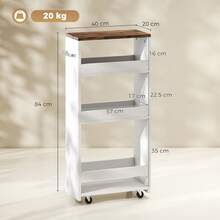 HOMCOM Chariots de rangement - Blanc - Voir 1