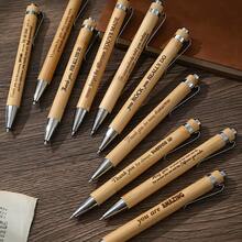 10Pcs/50Pcs/80Pcs/100Pcs-Bamboo Retractable Ballpoint Pens, Round Barrel With Metal Clip, Medium Tip, Smooth Writing And No Ink Leakage, Suitable For Office, Business, School And Events, Perfect Gift Choice (Random Pattern) - Bamboo Pen - View 4