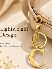 Gold-Plated Letter Keychain, A-Z Letter Key Ring With Heart, Personalized Metal Keychain Designed For Women, Perfect Accessory - Multicolor - View 2