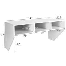Wall Mounted Floating Computer Table Desk With Storage Shelve - White - View 4