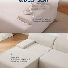 Ultra Soft Cloud Modular Sectional Sofa 108" – Spacious L-Shaped Couch With Chaise Lounge, Deep Seating, No Assembly Needed - Beige - View 6