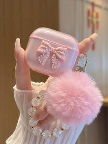 Cute Shiny Bow Crystal Earphone Protective Case Pendant Compatible With Pro3/Pro2, Also Compatible With 4/3/1/2 Earphone Protective Case - Pink - View 3