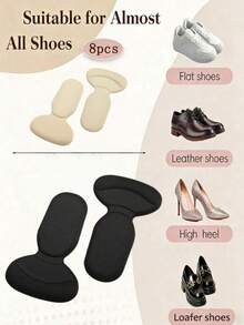 8 Stücke verdickte gepolsterte Fersenkissen, selbstklebende rutschfeste stoßabsorbierende Schaumstoffauskleidung für High Heels, Stiefel, Anzugschuhe, weich und bequem für langes Gehen und Stehen, rutschfeste wasserdichte Fersenkissen, Schuhgrößenreduzierer, nur für Frauen (8/4/2/1 Stück) erhältlich - A - Übersicht 9
