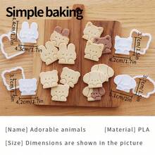 4pcs Cartoon Animal Cookie Cutters, Featuring Cute Dog, Rabbit, Cat And Bear Cookie Stamps. Kitchen Baking Tools, Cookie Molds For Cake Decoration - View 14