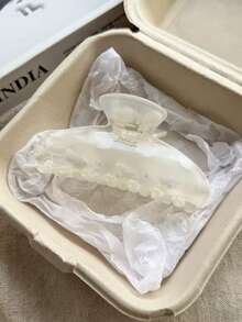 3件/1件 女款 10cm/3.94in 棕色玳瑁白色豹紋大號亮面橢圓輕量塑料髮夾，時尚百搭高級優雅極簡純色髮飾，適用日常穿搭、休閒、派對、通勤、度假、造型、洗臉、洗澡、化妝、搭配髮夾 - 彩色 - 查看 5