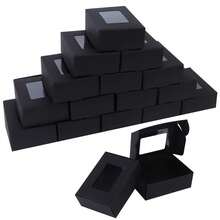 50 cajas de regalo con ventana, cajas de regalo para dulces, chocolates, joyas, embalaje de regalos para fiestas, cumpleaños, graduación - Negro - Ver 4