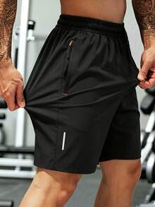 Men's Sports Shorts Suitable For Spring, Summer, Autumn Wear Running, Fitness, Sports Black - Black - View 4