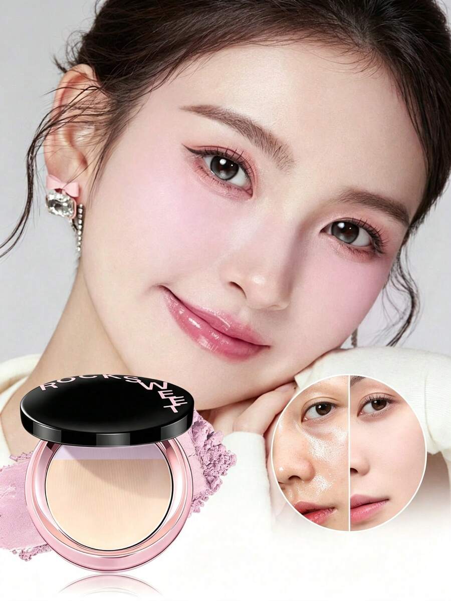ROCK SWEET Dual-Tone Setting Powder - Sets Makeup, Controls Oil, Retouches, Conceals, Lightweight Loose Powder, Contours, Long-Lasting Makeup Effect (Perfect Gift) - Matt Purple - View 1
