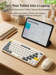 Acer Set Keyboard dan Mouse Bluetooth Nirkabel untuk Tablet: Pengoperasian Senyap, Dapat Diisi Ulang, Tipis dan Portabel, Cocok untuk Komputer Desktop, Laptop, Ponsel, Tablet Mac, iPad. [Kompatibel dengan Komputer/Tablet/Ponsel] - View 12