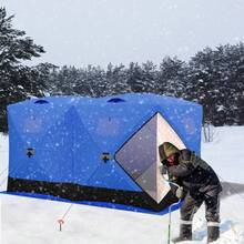 Insulated Pop Up Ice Fishing Tent For 4-6 People – Portable Winter Shelter With Durable 210D Quilted Oxford Fabric, PVC Windows & Doors, Easy Setup, Weatherproof Ice Fishing Hut - Blue - View 3