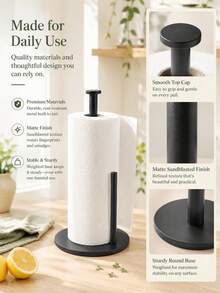 Heavy-Duty Kitchen Paper Towel Holder With Tidy Storage Edge Preventing Paper Unrolling Classic Countertop Paper Towel Dispenser For Working Pros Handy Napkin Holder To Hold Paper Towels In Baño Area Toilet Paper Holder Home Organizer Tools - A - View 7