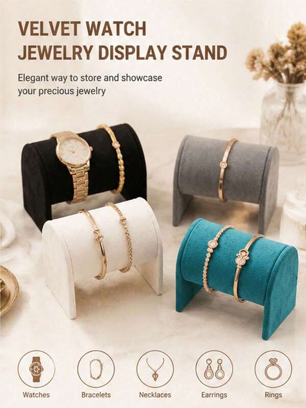 Velvet Watch Display Stand, Multifunctional Jewelry Bracelet Storage Rack, Soft Flannel Jewelry Display Stand, Suitable For Watches, Bracelets, Necklaces, Rings, Countertop Decoration Props, Retail Store And Home Jewelry Storage Organizer