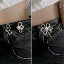 5/3 Pcs Adjustable Elastic Waist Flower Buckle Clip, No-Sew Detachable Waist Cinch Buckle, Fashion Pants Waist Buckle Clip - Multicolor - View 7