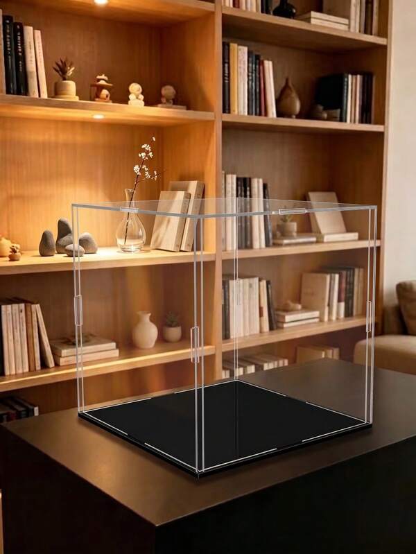 Transparent Acrylic Collectible Display Box, Dust-Proof Display Case With Black Base, Multiple Sizes