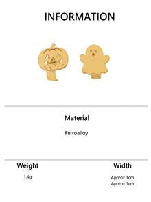 1pc Gold Metal Pumpkin Ghost Ear Clip, Fun Exquisite Gothic Punk Style, Suitable For Gifts, Holiday Parties Jewelry - Yellow Gold - View 7