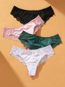 VKME 4pcs/Set Sweet Lace Patchwork Women's Sexy Thong Panties - Multicolor - View 9