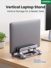 UGREEN LP258 Vertical Laptop Stand, Adjustable Width, Multi-Sided Silicone Anti-Slip, Hollow Heat Dissipation, Aluminum Alloy Stable And Durable, Compatible With Apple MacBook, Lenovo, HP, And Other Laptops - View 1