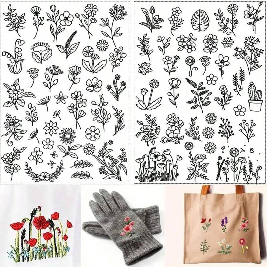 LAMYA Pre-Printed Floral Designs: Instantly Start Stitching With A Variety Of Charming Botanical Patterns - No Drawing Or Tracing Needed. Perfect For Beginners And Seasoned Crafters Alike. - 5729 - View 1