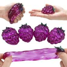 1PC Cute Transparent Purple Grape Squeeze Ball, Fruit Shaped Soft Rubber Toy, Anxiety Relief Venting Gift, Purple Grape Maltose Squishy Toy, Stress Relief Slow Rebound Decompression Toy - Multicolor - View 7