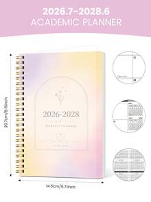 BUBU 1pc 2026-2028 Weekly & Monthly Spiral Planner Notebook, Academic Appointment Book Agenda Journal To Boost Productivity, Suitable For Home, School And Work Use, A5 Size, Back To School Supplies, Office Supplies, School Supplies, Teacher Gift, Men's Gift - Multicolor - View 6
