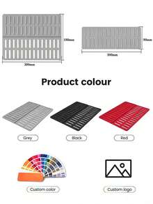 3/1pc Foldable Split Silicone Sink Mat, Hollow Layout Design With Built-In Drainage Channels To Quickly Guide Water Into The Sink. Raised Textured Surface Provides Stable Anti-Slip Effect And Heat-Resistant Properties, Suitable For Insulation And Heat Protection. Can Be Used As Sink Liner, Dish Drying Rack, Table Mat, Suitable For Various Kitchen Scenarios. Ideal Gift For Home Enthusiasts, Available In Gray, Black, Red And Other Color Options To Match Different Cabinet Decor Styles. - Multicolor - View 6