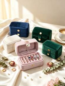 1pc Velvet Multi-Slot Ring Box Wedding Jewelry Box Storage Packaging Box Mini Earring Box, Jewelry Box Earring Storage Box Luxury Display Box - Multicolor - View 7