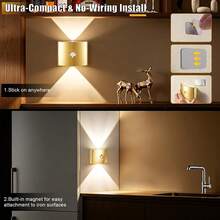 1/2/4pcs Dual-Head LED Motion Sensor Wall Light, Smart LED Night Light, Indoor Magnetic Sensor Wall Light, Battery Powered, Adjustable Color Temperature And Brightness, Suitable For Hallway, Bathroom, Bedroom, Home Decor - Multicolor - View 5