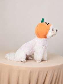 Sombrero de Halloween para mascotas con forma de calabaza, ajustable, 3D, lindo, cálido, gorro de disfraz festivo - Naranja - Ver 10
