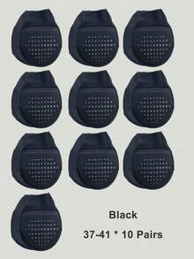 4/10/20 Pairs Women's Soft Padded Non-Slip Invisible Half Socks With Silicone Grip For Daily Casual Wear - Black - View 11