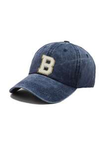 1pc Women's Washed Vintage A-Z Letter Baseball Cap, Casual Distressed Dad Hat, Outdoor Sun Protection Hat - Navy Blue - View 6