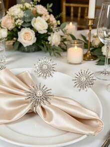 1-12pcs High-End Alloy Rhinestone Firework Napkin Rings, Suitable For Room Decoration, Table Decor, Home Decor, Party, Birthday, Wedding And Dinner - Multicolor - View 7