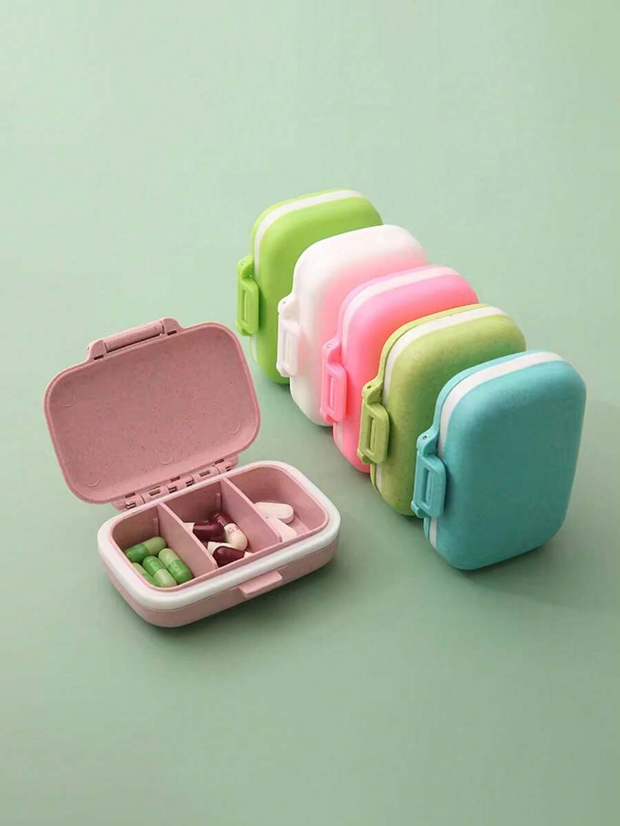 Mini Portable Pill Box - 3 Compartment Pill Storage Box, Weekly Pill Organizer, Medication Dispenser - Multicolor - View 1