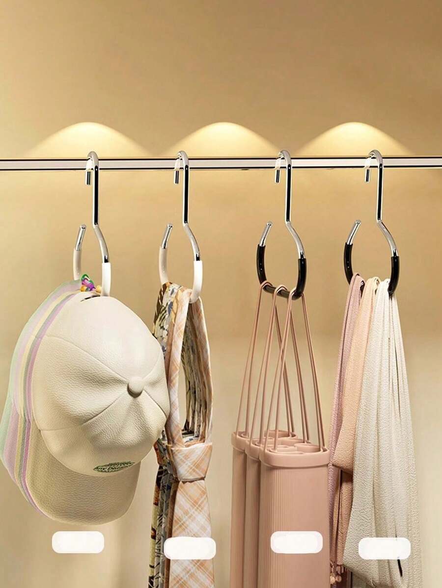 2pcs Hat Holder Rack, Non-Slip Storage Holder Rack, Creative Round Ring Clothes Hanger Hook, Stainless Steel Wardrobe Hanging Hook For Hats, Suspenders, Ties, Scarves, Lingerie
