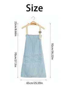 Custom Name Embroidered Striped Apron, Adjustable Halter Apron With Front Pockets, Personalized Text Kitchen Apron For Cooking Baking Housewarming Gift - Multicolor - View 6