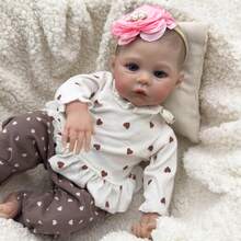 New Arrival Blue Eyes 19 Inch 48 CM Reborn Baby Dolls Soft Cloth Body Girl Bebe Reborn Realistic Newborn Baby Dolls Real Life Baby Toys For Kids Age 3+ - 彩色 - 查看 6