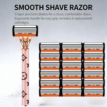 6-Layer Progressive Manual Razor With Ergonomic Handle, Easy To Clean, Leaves Skin Ultra-Smooth. Replaceable Blades, Ideal Holiday Gift, A Must-Have For Male And Female - Multicolor - View 6