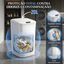Lixeira com Sensor de Movimento 16L/20L  a Pilha Abertura Rápida e Silenciosa - Cinza - Visão 4