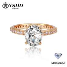1pc Luxury 2ct 7*9mm Oval Moissanite Ring For Women, Lab-Grown D Color VVS1 Clarity Moissanite Diamond, S925 Sterling Silver Rose Gold Classic Engagement Ring, Anniversary Gift, Hypoallergenic, With Certificate - Rose Gold - View 2