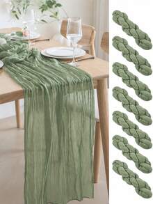 Runner da tavolo in garza di cotone, (60/90*180/300cm,45*275cm) colore unito, runner in garza stile boho per decorazione matrimonio, runner da tavolo romantico per matrimonio, festa di compleanno 10/3/1 pezzo - Runner da tavolo in garza - Visualizzare 11
