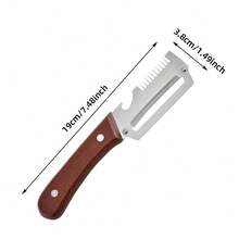 Ergonomic Wooden Handle Stainless Steel Peeler 3-In-1 Fruit & Potato Peeler Bottle Opener Kitchen Peeling Cooking Tool - Apricot - View 10