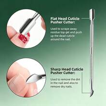 8pcs Stainless Steel Manicure & Pedicure Set With Dead Skin Clipper + Double-Ended Dead Skin Pusher, Non-Slip Handle Home Dead Skin Care Tools - Silver - View 4